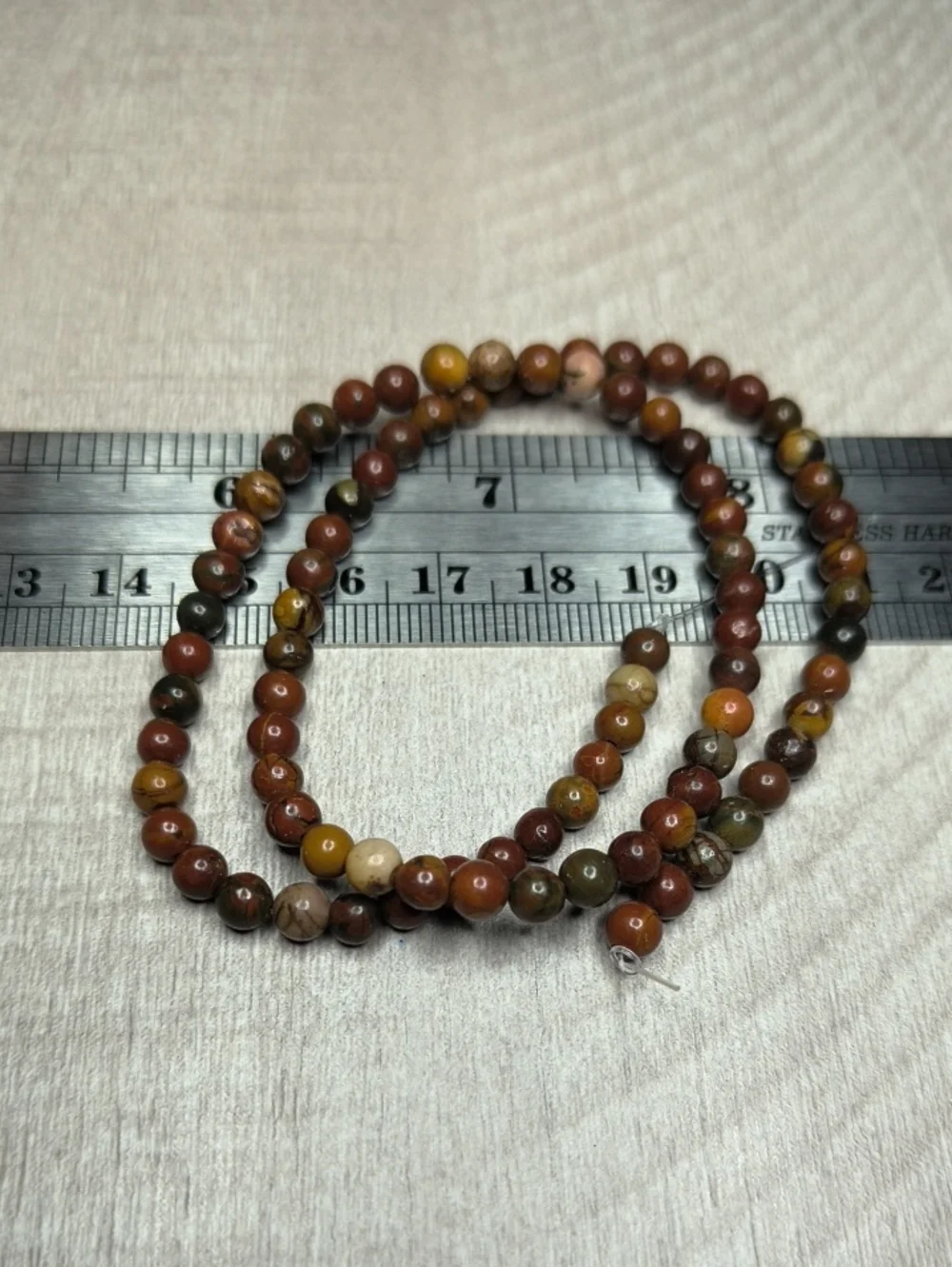 #4- 4mm Natural Red Creek Jasper Smooth Beads 14inch Strand